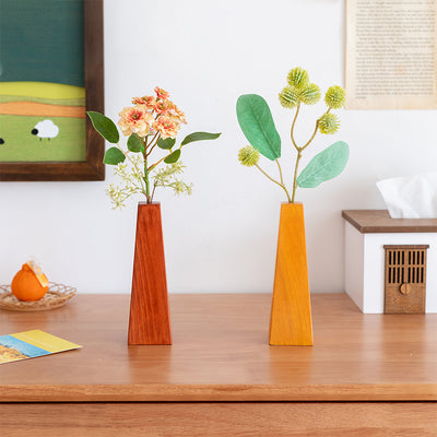 Small Artificial Plant for Table or Vanity with Wooden Vase