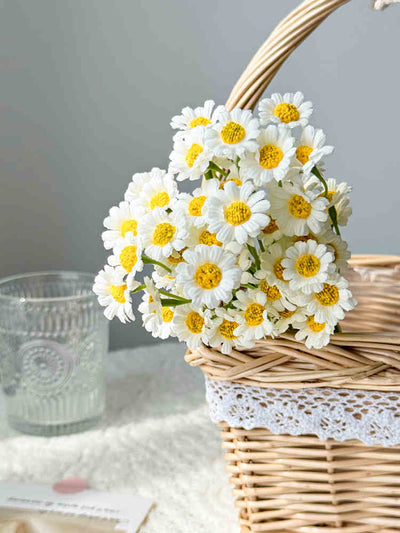 Artificial Daisy & Chamomile Arrangement with glass vase