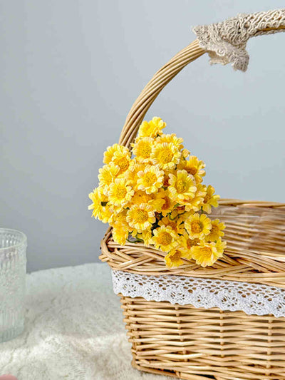 Artificial Daisy & Chamomile Arrangement with glass vase