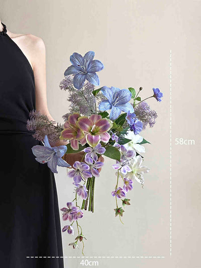 Artificial Wisteria Flower Bouquet with Decorative Vase