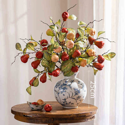 Artificial Wax Apple Bouquet with Ceramic Vase