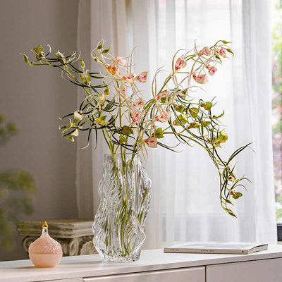 Artificial Orchid Flowers with Glass or Wood Vase