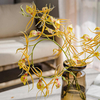 Artificial Orchid Flowers with Glass or Wood Vase