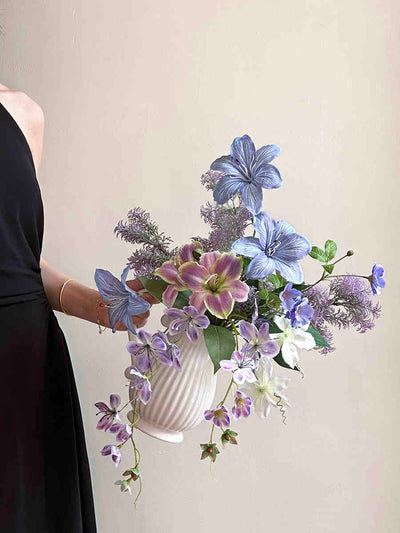 Artificial Wisteria Flower Bouquet with Decorative Vase