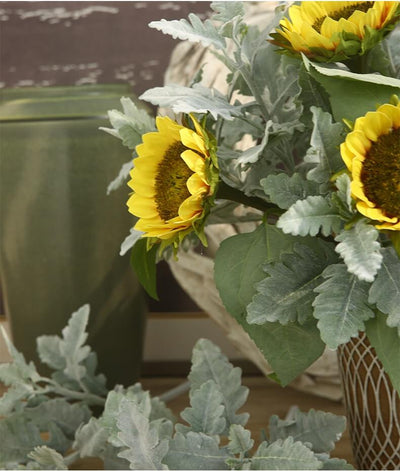 Artificial Dusty Miller Plant Flocked Silver Leaf Daisy