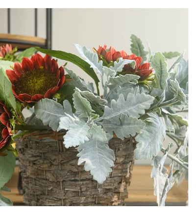 Artificial Dusty Miller Plant Flocked Silver Leaf Daisy