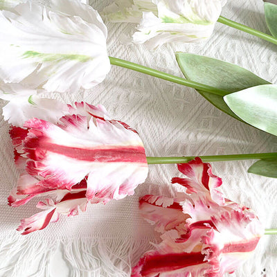 Realistic Fringed Faux Flower Moisture-Touch Parrot Tulip