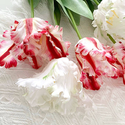 Realistic Fringed Faux Flower Moisture-Touch Parrot Tulip