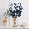 Artificial Eucalyptus Leaves Bouquet with Lantern-Style Metal Vase