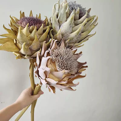 Artificial King Protea Stem with Two Blooms Faux Floral Arrangement