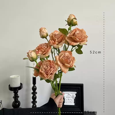 3-bloom roses with artfully scorched edges