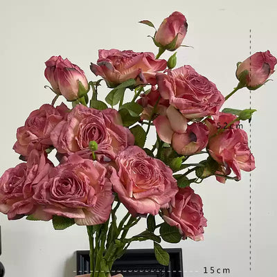 3-bloom roses with elegantly scorched edges