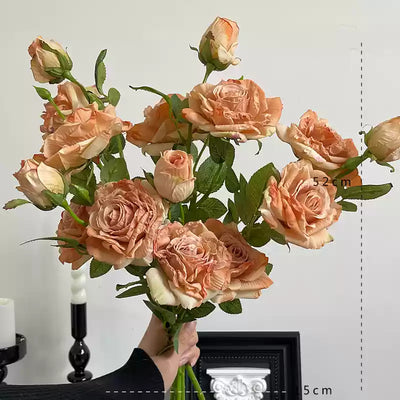 3-bloom roses with artfully scorched edges