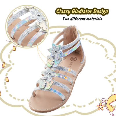 Girls Gladiator Sandals Cute Open Toe Breathable Summer Shoes with Rubber Sole (Toddler/Little Kid/Big Kid)