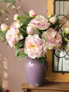 Artificial Peony Flowers 8 Gradient Purple Stems with Purple Vase