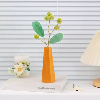 Small Artificial Plant for Table or Vanity with Wooden Vase